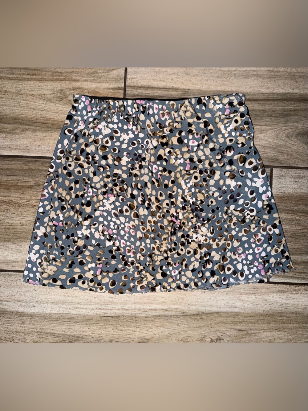 Sanctuary Leopard Print Mini Skirt in Blue, Tan, Black and Pink